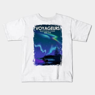 voyageurs national park poster vintage travel art print Kids T-Shirt